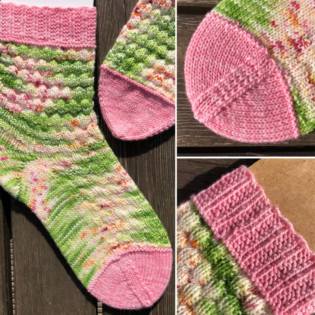 Grün Rosa Socke handgefärbte Wolle Stricksocke