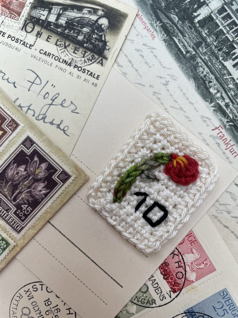 Gehäkelte Briefmarke